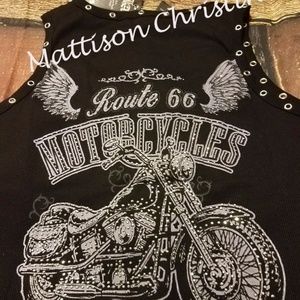 Angel Wings Motorcycle Biker Black Tank Top- NWOT